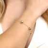 Pulseira Lisa, com 4 Bolas Douradas, Banhado a Ouro
