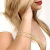 Pulseira Corrente, Coração Zircônia Vazado 23cm, Banhado a Ouro
