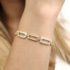 Pulseira Dourada, com Detalhes em Mini Zircônias, Banhado a Ouro