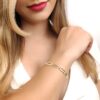 Pulseira Dourada, com Detalhes em Mini Zircônias, Banhado a Ouro