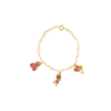 Pulseira Infantil Bailarina com Pingentes, Banhado a Ouro