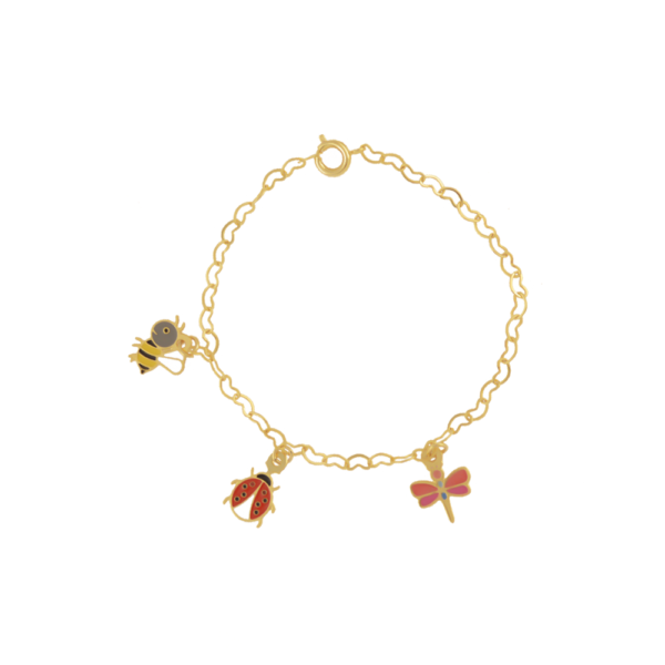 Kit Joaninha Brinco, Colar e Pulseira Completo Banho a Ouro
