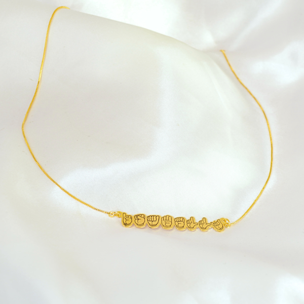 Colar de Nome Em Libras, Personalizado, Banhado a Ouro