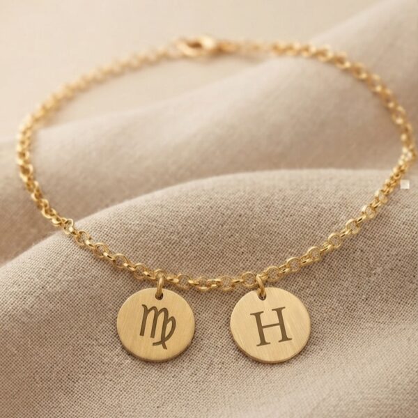 Pulseira Adulta, Personalizada com Pingentes Redondos, Banhado a Ouro