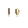 2000009-BR-2.jpg Brinco Trio Argolas, com Pedras De Zircônias Rosa Pink, Banhado a Ouro