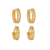 Brinco Argola Duo, com Micro Zircônia, Banhado a Ouro 18K