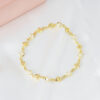 Pulseira Pérola, com Bolinhas Douradas, Banhado a Ouro