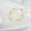 Pulseira com Bola Lisa, Dourado Médio, Banhado a Ouro