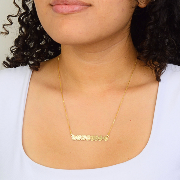 Colar de Nome Em Libras, Personalizado, Banhado a Ouro