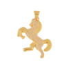 Pingente Country, Cavalo Empinando Cravejado de Zircônias, Banhado a Ouro