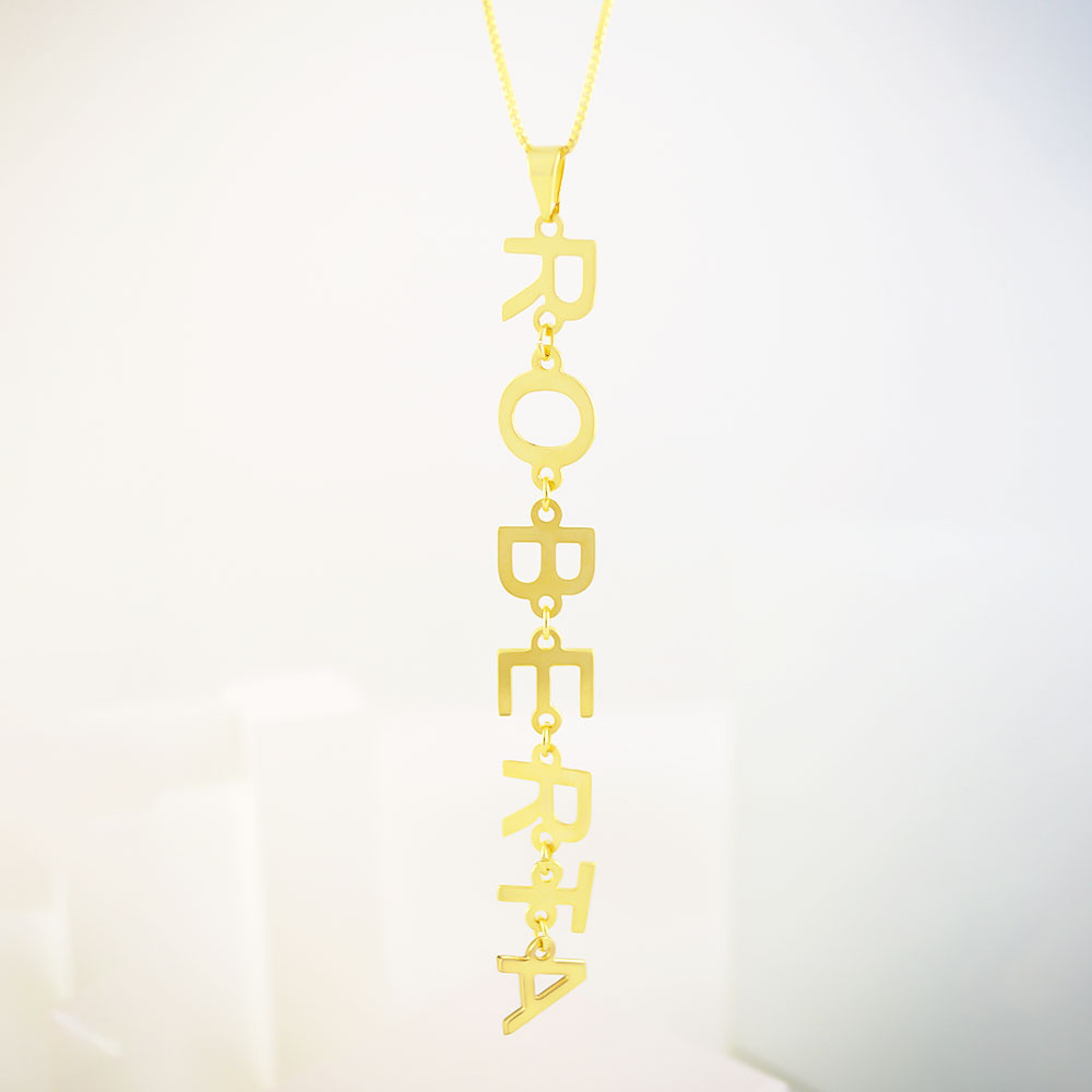 Colar Gravata Personalizado com Nome Vertical e Letra Menor, Banhado - Imagem 6