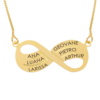 Colar Infinito Triplo Personalizado com Nomes, Banhado Ouro