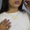 8000152-PER1-MODELO.jpg Colar de Canga Vovó com Netos, Menino/Menina, Banhado a Ouro