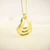 Colar Três Corações com Nome, Personalizado, Banhado Ouro