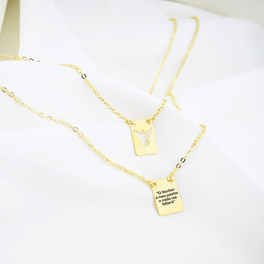 Colar Escapulário, Espírito Santo com Frase/Nome, com 60cm - Imagem 4