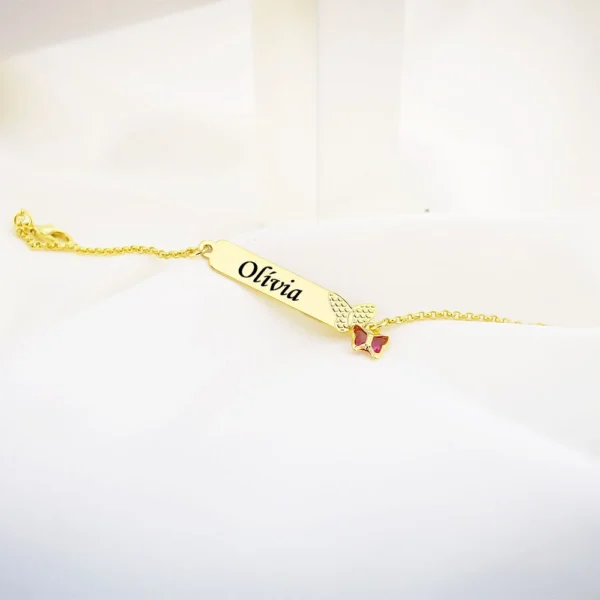 Pulseira Infantil, Borboleta com No...