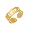 Anel Personalizado com Nome Vazado, Regulável, Banhado a Ouro 18k