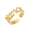 Anel de Nome Personalizado, Regulável, Banhado a Ouro 18k