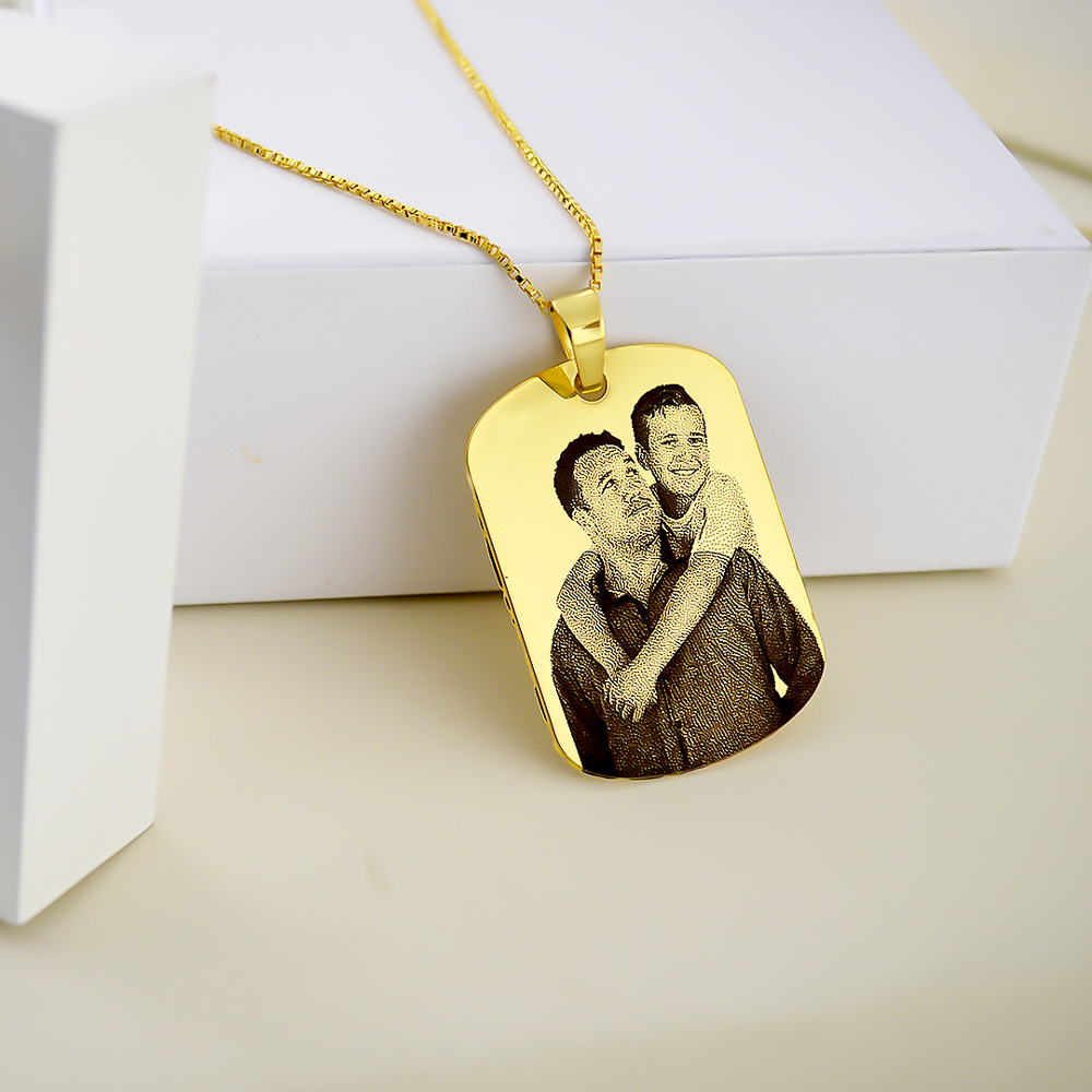 Colar de Placa, Personalizado com Fotogravação, Banhado a Ouro - Imagem 6