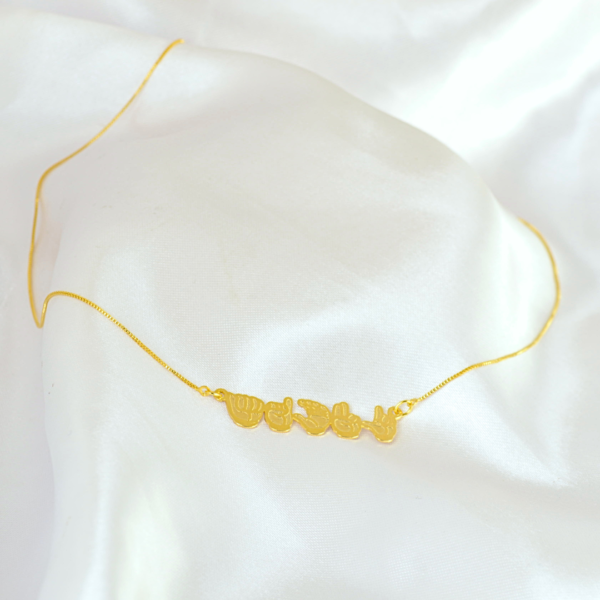 Colar de Nome Em Libras, Personalizado, Banhado a Ouro
