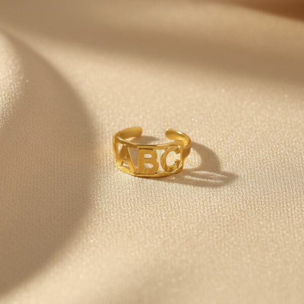 Anel de Formatura Infantil ABC, Banhado a Ouro 18K