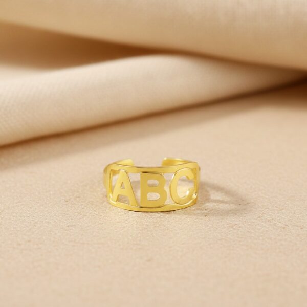 Anel de Formatura Infantil ABC, Banhado a Ouro 18K