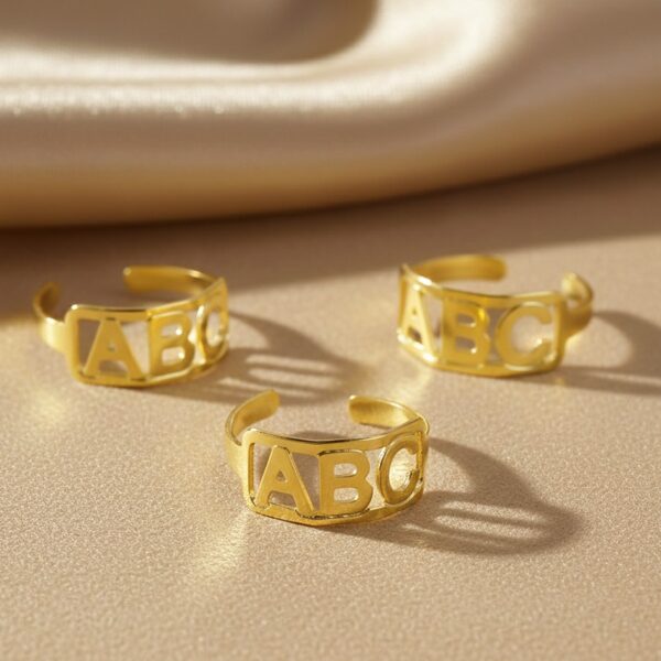 Anel de Formatura Infantil ABC, Banhado a Ouro 18K