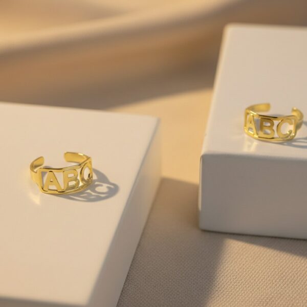 Anel de Formatura Infantil ABC, Banhado a Ouro 18K