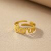Anel de Nome Personalizado, Regulável, Banhado a Ouro 18k