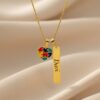 Colar Autismo, Coração + Plaquinha Personalizado com Nome, Banhado