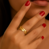 Anel de Nome Personalizado, Regulável, Banhado a Ouro 18k