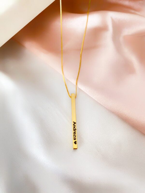 Barra fino dourado 5 Colar Barra 3D Personalizado com Nome, Banhado a Ouro/Prata
