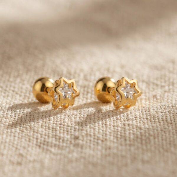 Brinco Infantil Estrela Cristal Beb...