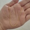 Corrente Cartie de 1mm com 45cm,  Dourada, Banhada a Ouro18k