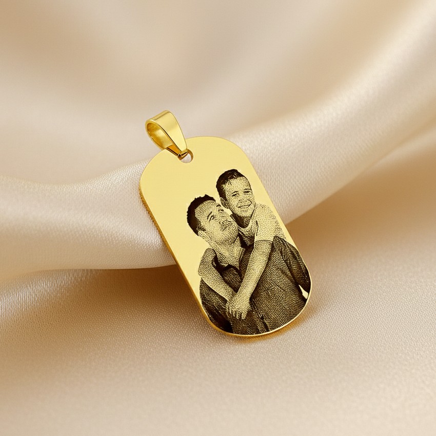 Pingente de Placa, Personalizado com Fotogravação, Banhado a Ouro - Imagem 3