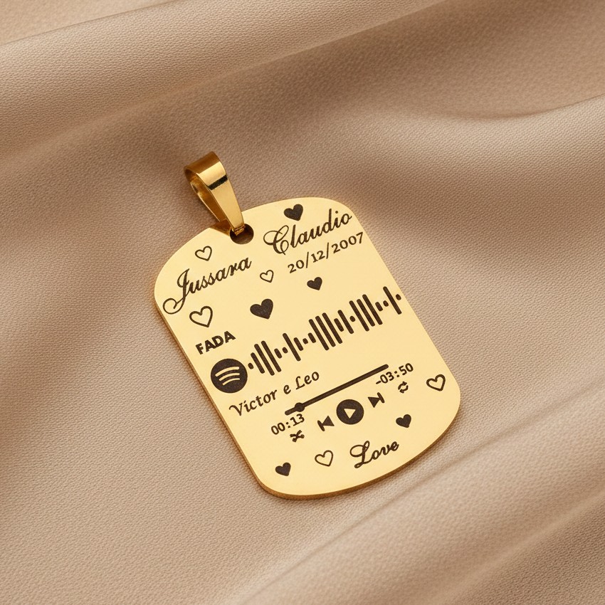 Pingente de Placa, Personalizado com Fotogravação, Banhado a Ouro - Imagem 8