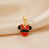 INFANTIL -0026 Pingente Infantil Minnie,com Resina, Banhado a Ouro 18K