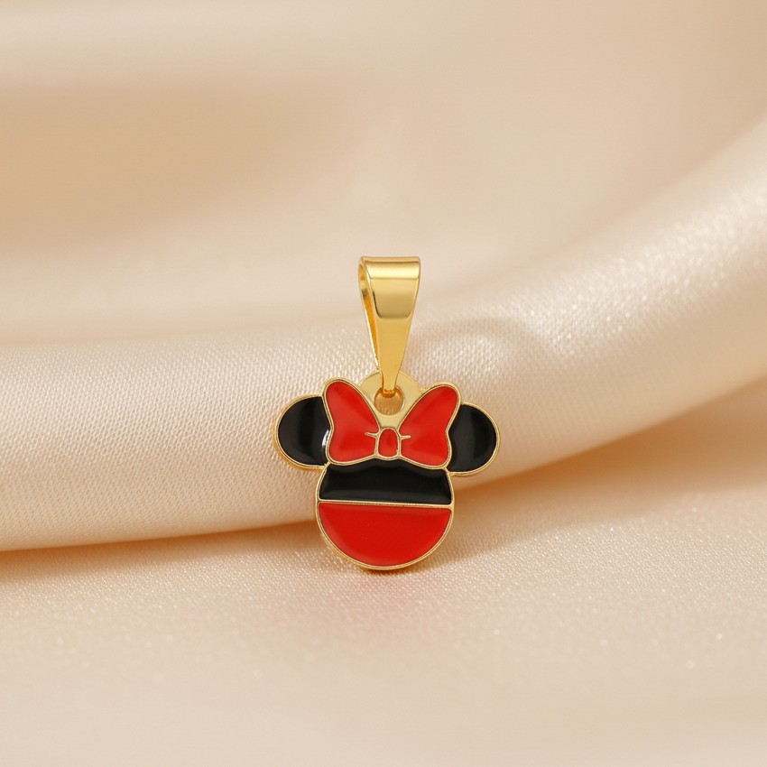 Pingente Infantil Minnie,com Resina, Banhado a Ouro 18K - Imagem 2