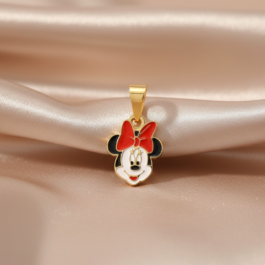 Pingente Infantil Minnie,com Resina, Banhado a Ouro 18K