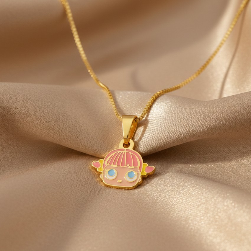 Colar Infantil LOL, com Resina, Banhado a Ouro 18K