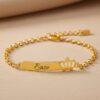 Pulseira Infantil, Coroa com Nome Personalizado, Banhado