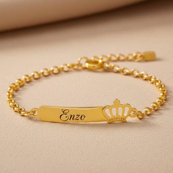 Pulseira Infantil, Coroa com Nome P...