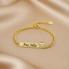 Infantil -0014 Pulseira Infantil, Anjinho/a Personalizado, Banhado a Ouro