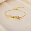 Pulseira Infantil, Borboleta com Nome, Personalizado, Banhada a ouro