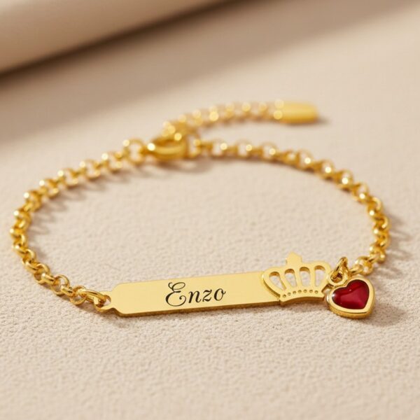 Pulseira Infantil, Coroa com Nome P...