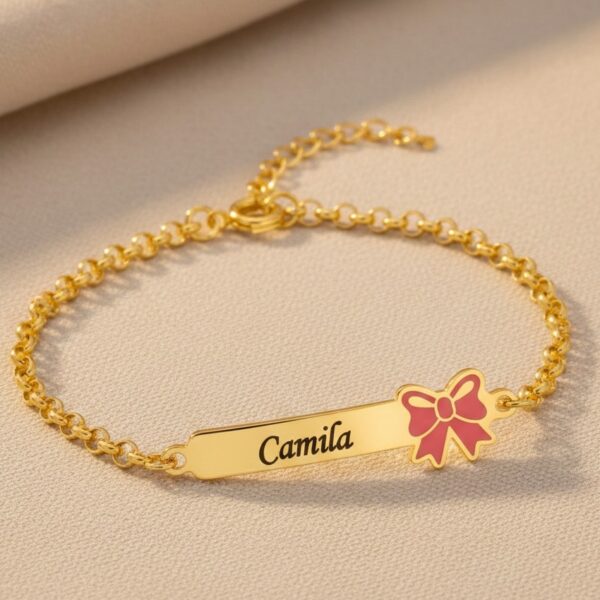 Pulseira Infantil, Laço com Resina...