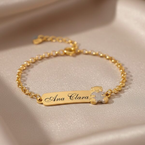 Pulseira Infantil, Urso com Nome, P...