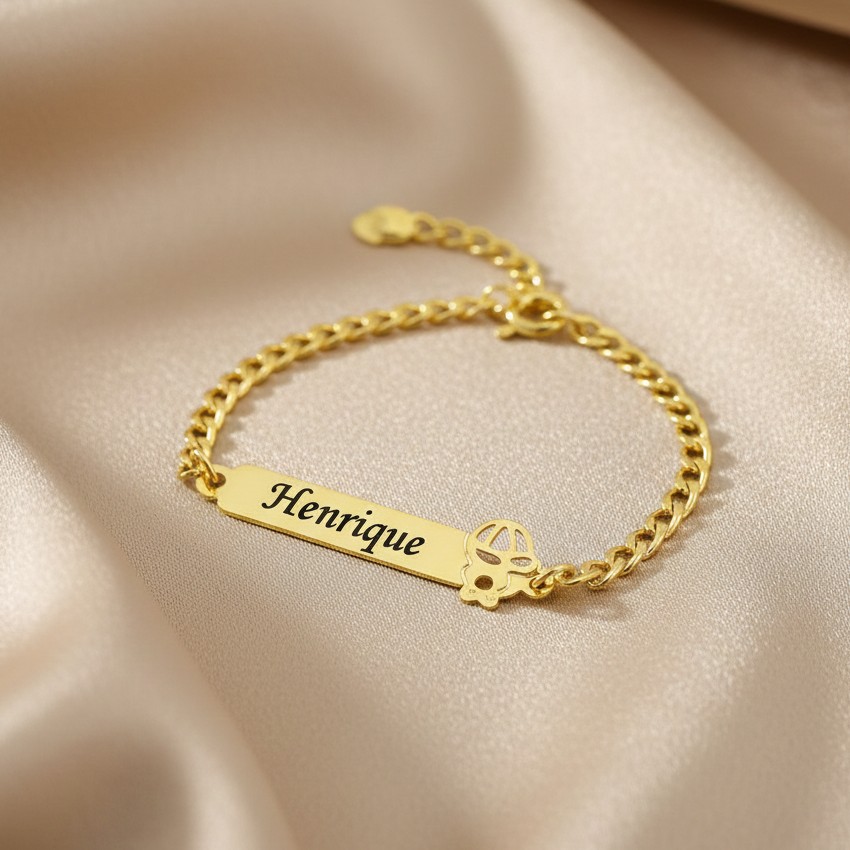 Pulseira Infantil, Menino com Nome Gravado, Personalizado