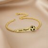 Infantil -0070 Pulseira Infantil, Bola de Futebol Personalizado, Banhado