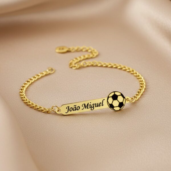 Pulseira Infantil, Bola de Futebol Personalizado, Banhado